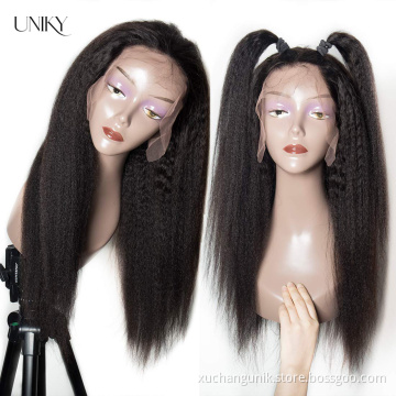 Uniky Kinky Straight Lace Front Wig Unprocessed Raw Remy 13x4 13*6 Lace Frontal Wig